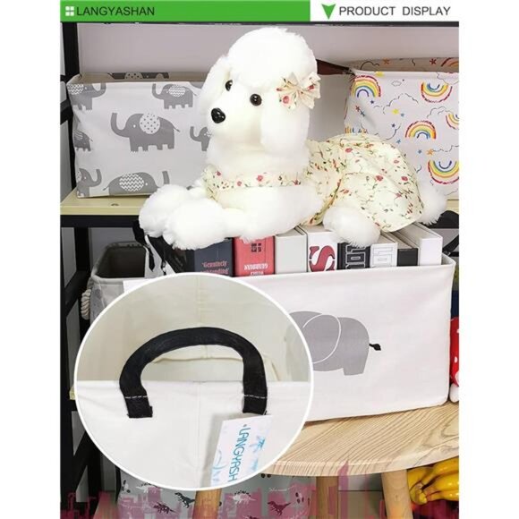 Rectangular Storage Bin Collapse Canvas Fabric Cartoon Storage Basket - Picture 4 of 8